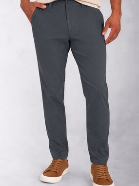 Men's Gray Straight-Fit Chino Pants